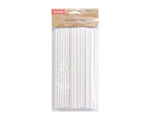 Трубочка для напоїв паперова біла (50шт)194*4мм Empire 0453