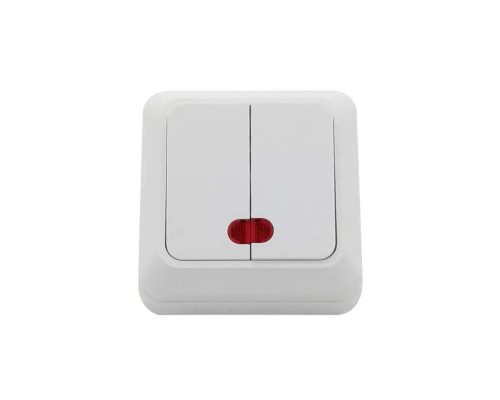 Вимикач 2-х клавішний АВАТАР зовнішній з підсвічуванням