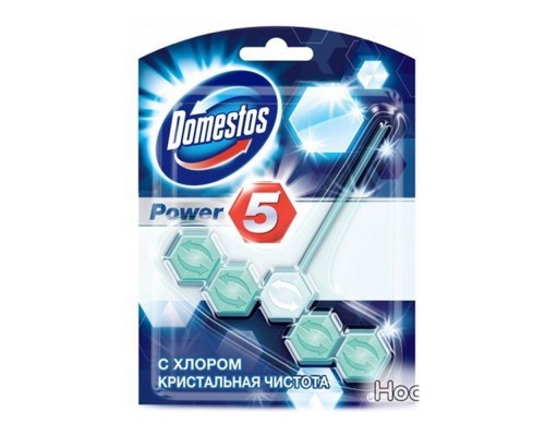 Туалетний блок для унітазу пауер 5 з хлором Кришталева чистота 55г Domestos