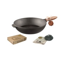 Сковорода чавунна лита 28*6 з дерев'яною ручкою Т306