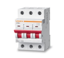 Автоматичний вимикач RS4 3п 16А С 4,5кА VIDEX RESIST VF-RS4-AV3C16