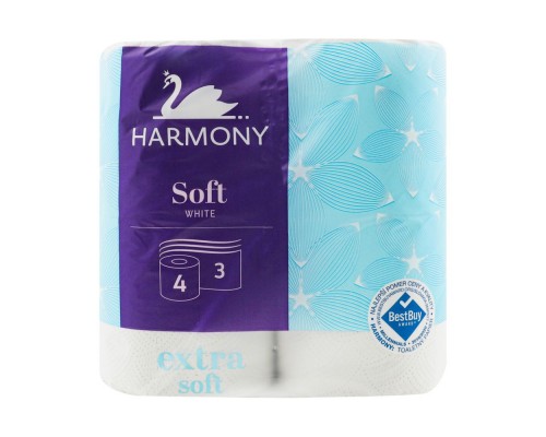 Папір туалетний білий TOAL HARMONY 3 трьохшаровий 4 шт/уп