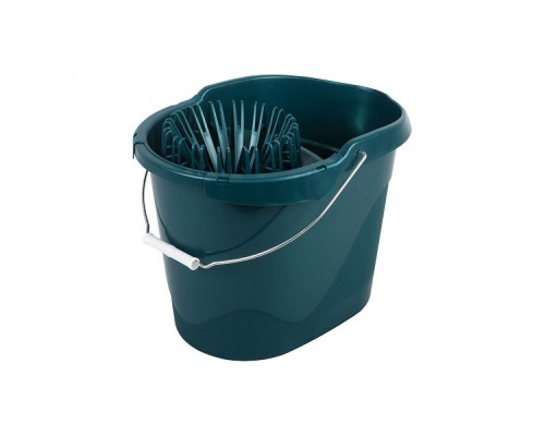 Відро господарське 13л чорне/зелене прогумоване з металевою ручкою 101585/101586