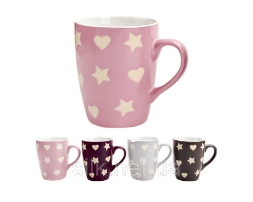 Чашка керамічна 340мл Зірки/сердечки KW 139