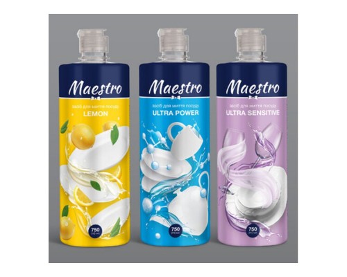 Рідкий засіб для посуду Ultra power Maestro 750мл