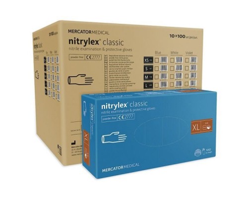 Рукавиці оглядові NITRYLEX BASIC нітрил сині M/L/XL 50пар/уп