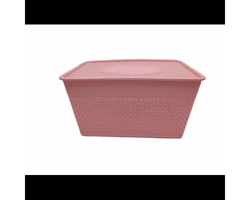 Кошик з ручками та кришкою 34*23*18см пластиковий мереживо KTM-12-03