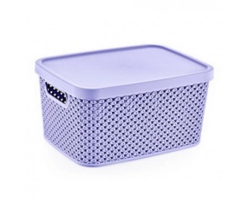 Кошик з ручками та кришкою 34*23*18см пластиковий мереживо KTM-12-03