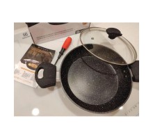 Сковорода d24 з скляною кришкою Сіра FPM-246 D МАРМУР