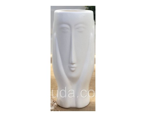 Ваза керамічна Обличчя 20см біла 795-479