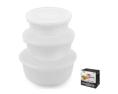 Набір 3-пр салатників (14*16*19см) з кришкою скло/кераміка HDW 6916 Чайна троянда