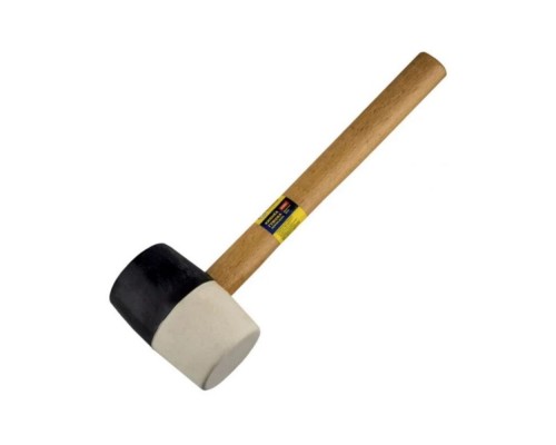 Киянка гумова, 450 г., чорно-біла, дерев. ручка 11077 44077