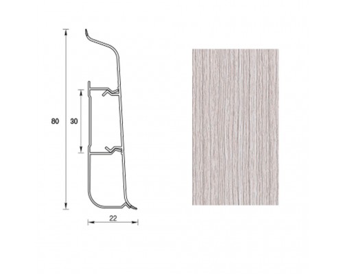 Плінтус для підлоги IDEAL SYSTEMA Ясень Сірий 80 мм. 2,2 м. 253