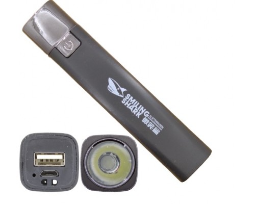 Ліхтар LED Smiling shark 617A чорний 3 режима,повербанк USB 1200mAh 103489