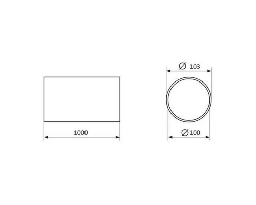 Канал круглий 100мм 0,5м A100-0,5