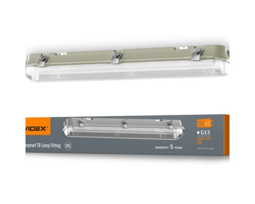 Лінійний LED світильник VIDEX під лампу 2xT8 0,6М 220V IP65 VL-BNW-T8062G
