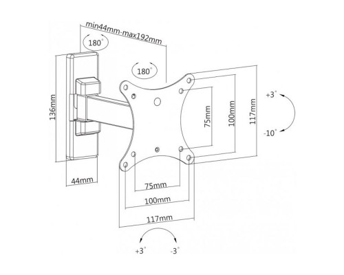 Кронштейн SATELIT 13-32 PIVOT 100A нахил+поворот+винос