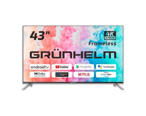 Телевізор Grunhelm 43U700-GA11V 43" чорний  Smart-TV 3840x2160 Wi-Fi+BT Android 2/8Gb T2 DirectLED 200*200мм 60Гц 100Вт 127556