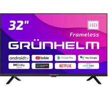 Телевізор Grunhelm 32H500-GA11V 32" чорний  Smart-TV 1366x768 Wi-Fi Android 1/8Gb 200*200мм 60Гц 45Вт 134137