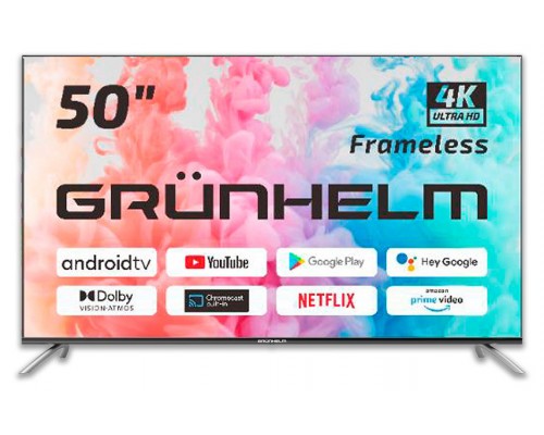 Телевізор Grunhelm 50U700-GA11VT2 50" сірий  Smart-TV 3840x2160 Wi-Fi Android 2/8Gb T2 DirectLED 200*200мм 60Гц 120Вт 132977