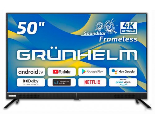 Телевізор Grunhelm 50U600-GA11VT2 50" сірий  Smart-TV 3840x2160 Wi-Fi Android 2/8Gb T2 DirectLED 200*200мм 60Гц 120Вт 132977