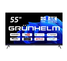 Телевізор Grunhelm Q55U701-GA11VT2 55" чорний  Smart-TV 3840x2160 Wi-Fi Android 2/8Gb T2 DirectLED 200*200мм 60Гц 120Вт 132977