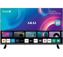 Телевізор AKAI AK40FHD22W 40" чорний  Smart-TV 1920x1080 Wi-Fi+BT WebOS 1/8Gb T2 DirectLED 100*100мм 60Гц 75Вт 135622