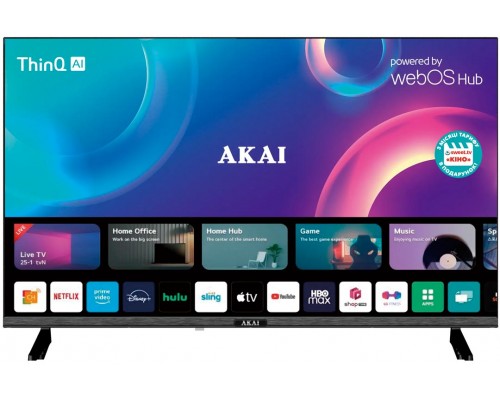 Телевізор AKAI AK40FHD22W 40" чорний  Smart-TV 1920x1080 Wi-Fi+BT WebOS 1/8Gb T2 DirectLED 100*100мм 60Гц 75Вт 135622