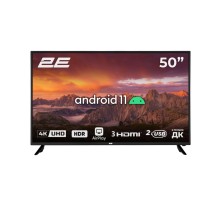 Телевізор 2E 50A06K 50" чорний  Smart-TV 3840x2160 Wi-Fi Android11 1,5/8Gb S2/T2 Direct LED 200*200мм 50Гц 110Вт