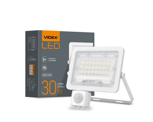 Прожектор Led VIDEX 30W 5000K 220V датчик руху освітленості VL-F2e-305W-S