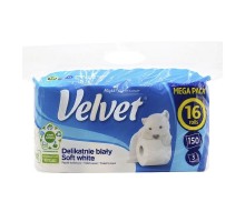 Папір туалетний Velvet Soft White 3 шари 16 рулонів