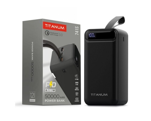 Павербанк Titanum TPB-741S Black 22.5W 50000 mAh