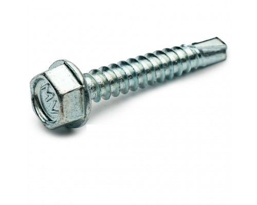 Саморіз по металу зі свердлом та шестигранною голівкою оцинкований 4,8*75мм