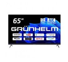 Телевізор Grunhelm Q65U701-GA11V 65" чорний  Smart-TV 3840x2160 BT+Wi-Fi Android 2/8Gb T2 DirectLED 200*200мм 60Гц 155Вт 125277