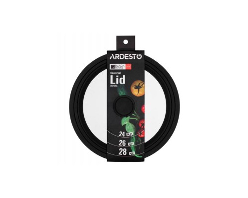 Кришка універсальна 24/26/28см скло силікон Ardesto Black Mars Smart AR2028UL