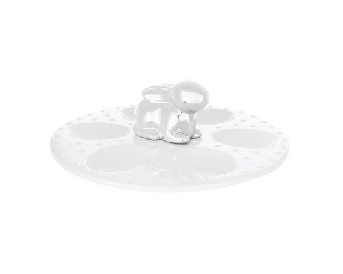 Підставка BonaDi для 8-ми яєць фарфорова біла із парою золотих кроликів D20*8см 727-525