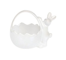Цукерниця BonaDi Кролик з кошиком 13,9см білий 739-703