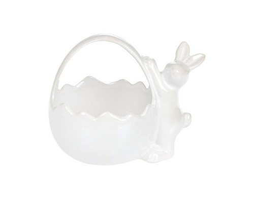 Цукерниця BonaDi Кролик з кошиком 13,9см білий 739-703