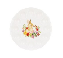 Підставка BonaDi для 12-ми яєць Кролик у квітах кераміка 31см 733-710