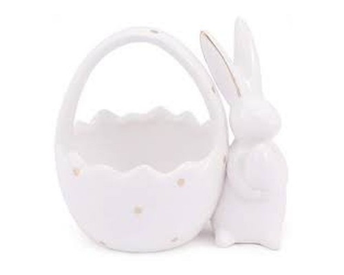 Цукерниця BonaDi Корзинка з кроликом 15,5см білий 733-210