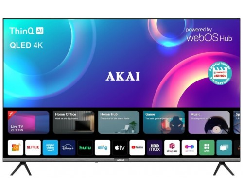 Телевізор AKAI AK55QHD23W 55" чорний  Smart-TV 3840x2160 Wi-Fi+BT WebOS 1,5/8Gb S2/T2 HDR 200*200мм 60Гц 150Вт 141109