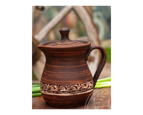 Глечик для вершків 1л з ручкою кришкою ангоб KR