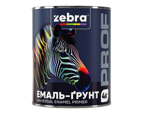 Емаль-грунт 0,8кг ЗЕБРА PROF 020P сріблястий