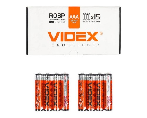 Батарейка VIDEX сольова R03P/AAA 4pcs SHRINK CARD