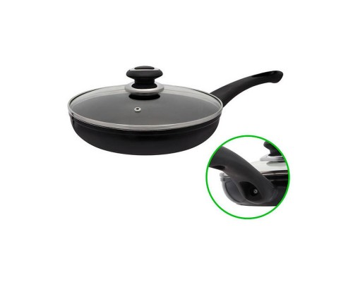 Сковорода d24 з скляною кришкою мрамур чорна  FPN-241