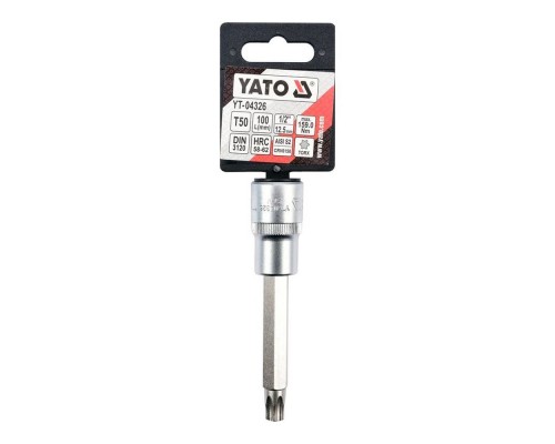 Головка торцева TORX YATO до квадр 1/2 Т50 L=100мм YT-04326