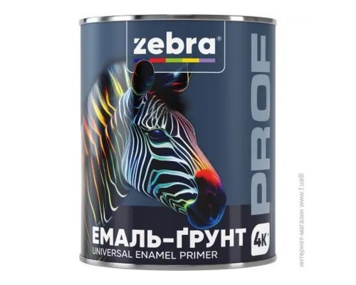 Емаль-грунт 0,8кг ЗЕБРА PROF 010P білий