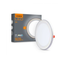 Світильник LED VIDEX 18W+6W вбудований з декоративною підсв. 5000K+2700K 220V VL-DL4R-1852