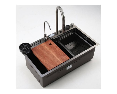 Мийка нерж кухонна R003 7546 BR сатин (водоспад+змішувач)