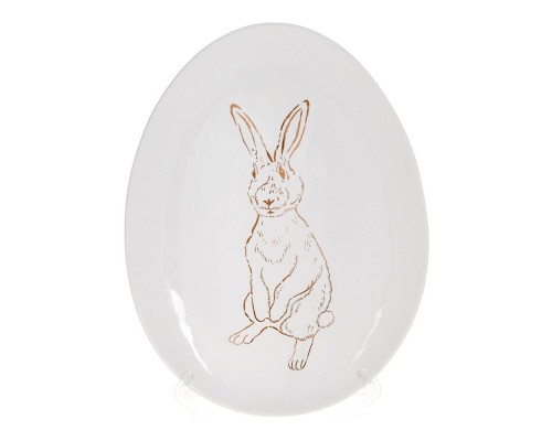 Блюдо з малюнком Кролик 27см кераміка білий/золото BonaDi 795-215